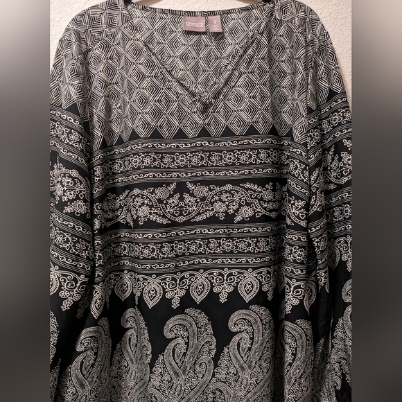 Chico's Paisley Floral V-Neck Tunic Blouse Boho Bohemian - Picture 4 of 10